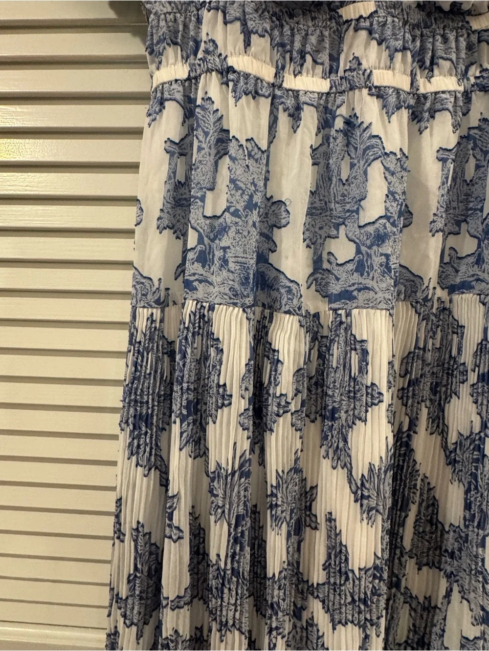 Current Air Blue & White Floral Puff-Sleeve Midi Dress